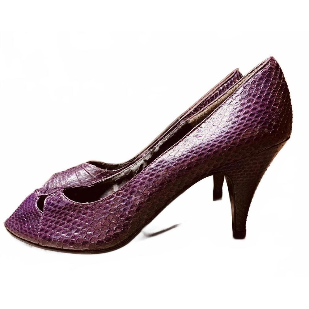 Marquise Purple Snakeskin Peep Toe Pump Heels (K49)
